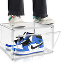 Size 14 Large Clear Shoe Storage Boxes Stackable, Acrylic Shoe Boxes Sneaker Display Case for Sneakerheads Boot Handbag Purse Figure Collectibles Showcase, 1 Pack