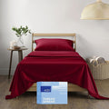 THREAD SPREAD 100% Cotton Twin Sheet Set - 400 Thread Count Twin Cotton Sheets Sets, 3 PC Twin Sheets, Cooling & Luxury Sateen Sheets for Dorm Rooms & Adults, Deep Pocket Cotton Sheets (Burgundy)