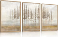 LHIUEM Large Pine Tree Framed Canvas Wall Art Set,Forest Trees Nature Wall Decor,Modern Landscape Artwork, Foggy Forest Painting For Living Room, Bedroom,Office-16 x24 x3