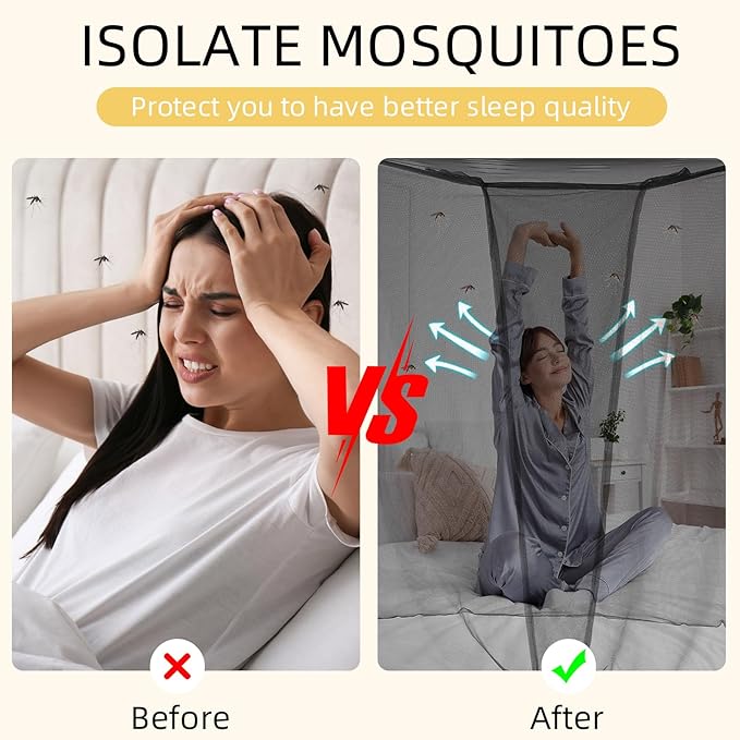4 Corners Mosquito Net for Mosquiteros para Camas Bed Canopies Netting Bed Drapes Rectangular Mosquito Mesh for Camping Home Outdoor Travel(Black,L75 X W35.5 X H59 Inch,1 Opening)