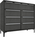 Naima Premium Fabric Dresser - Strong Metal Frame, 10 Spacious Sag-Proof Drawers with Sleek Metal Handles - Premium & Durable Storage Solution for Your Home (Charcoal)