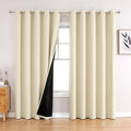 ChrisDowa 100% Blackout Curtains 84 inch Long for Bedroom with Black Liner, Extra Wide 2 Thick Layers Total Blackout Thermal Insulated Grommet Window Curtains 2 Panels Set (Light Beige, 60 x 84 Inch)