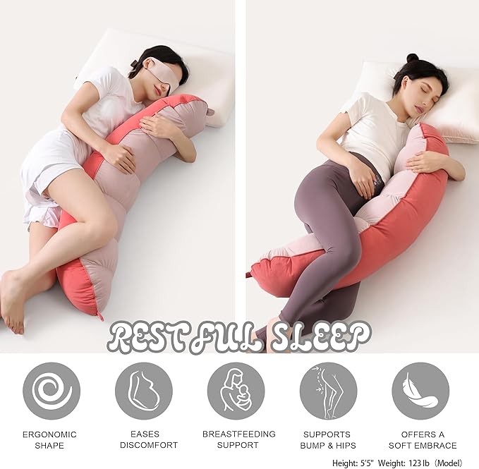 Peallow(Pat. Pend) – Long Round Body Pillow for Adults, Bolster Pillow for Sleeping, Soft and Supportive Pillow for Sleeping & Lumbar Support(Coral Peach,39")