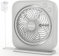 AMACOOL Table Fan, 12 inch Box Fan with 3 Adjustable Speeds & 8HRS Timer, Adjustable Angle Quiet Air Circulator, Desktop Fan for Bedroom Bathroom Kitchen Office, AC Adapter Included-Grey