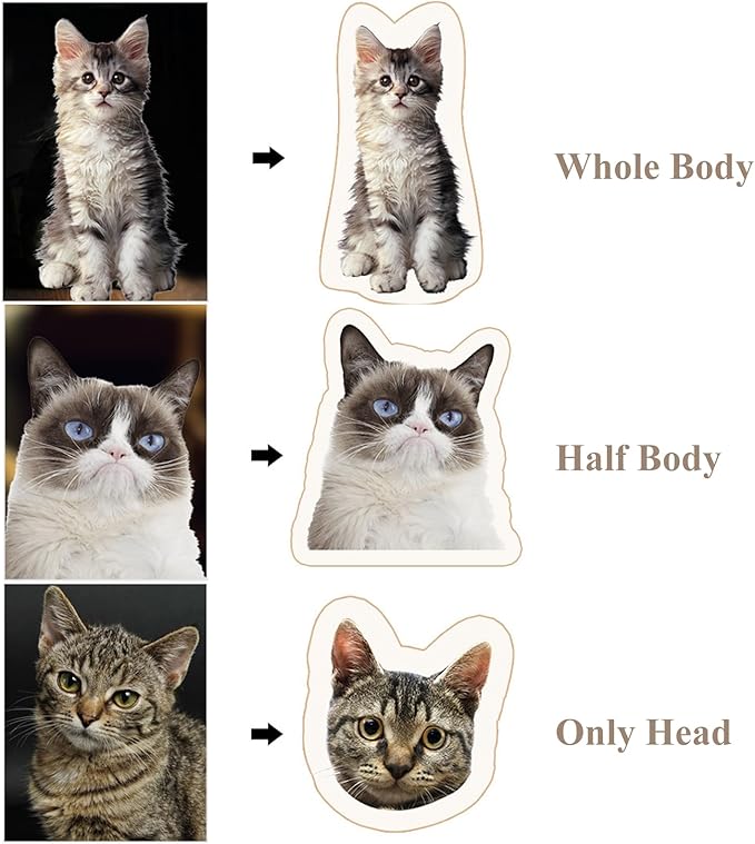 Custom Pillow with Picture, Custom Body Pillow Photo Shaped Dog Cat Face Pillow, Customized Funny White Elephant Gifts for Mom Dad, Personalized Gag Gifts for Boyfriend, Customizable Pet Cute Pillow