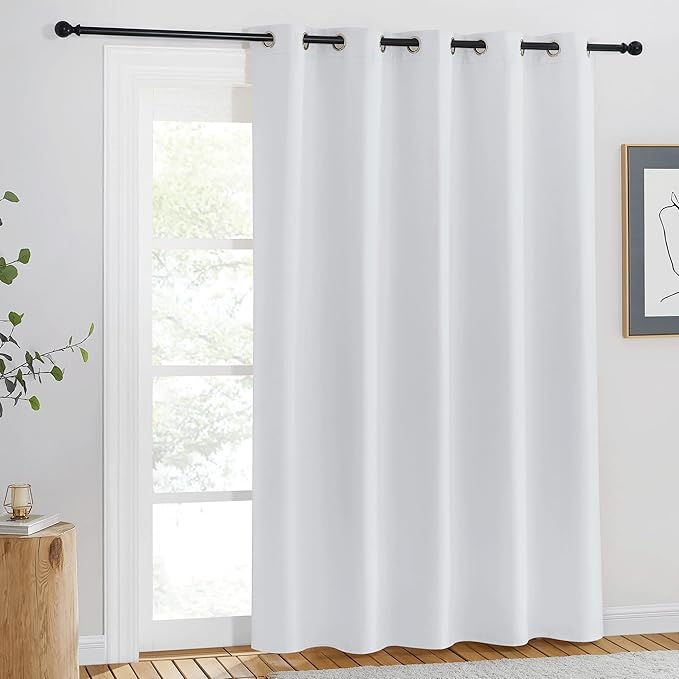 NICETOWN Room Darkening Curtain for Living Room - Easy Care Solid Thermal Insulated Grommet Doorway Window Curtain Drape for Bedroom (1 Panel, W66 by L84, Greyish White)