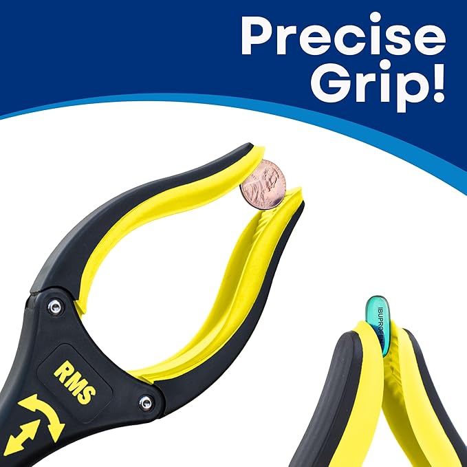 RMS 2-Pack 32 Inch Extra Long Grabber Reacher with Rotating Jaw - Mobility Aid Reaching Assist Tool (Yellow)