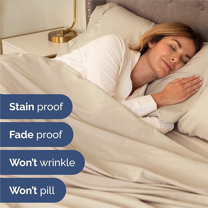 Split King 7 Piece Sheet Set - Cooling & Breathable - Hotel Luxury Bedding - Includes Fitted Sheets for Women, Men, Kids and Teens - 1 Flat, 2 Fitted Sheets, 4 Pillowcases with Deep Pockets - Wheat