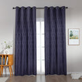 Amazon Basics Jacquard 2-Piece 100% Blackout Curtains, Living Room and Bedroom Drapes, Thermal Insulated Window Treatment, 42"x95", Dark Blue