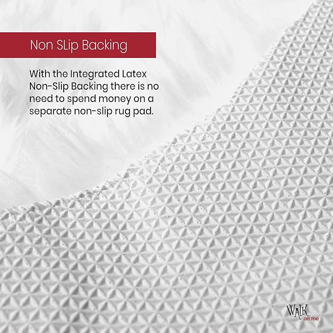Silky Soft Faux Fur Rug, 3 ft. x 5 ft. White Fluffy Rug, Shaggy Sheepskin Great for Living Room, Bedroom, Kid's Room, or Nursery, Home Décor Accent, Machine Washable with Non-Slip Backing