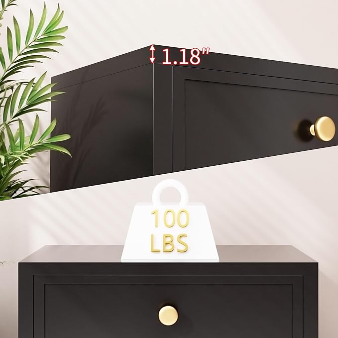 COWMOU Nightstand with Drawers 3 Drawer Night Stand with Charging Station Farmhouse Style Large Bed Side Table for Bedroom Living Room (1, Black)