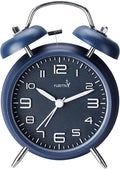(Loud Alarm for Deep Sleepers 4'' Twin Bell Alarm Clock, Stereo Digital Dial Alarm Clock with Backlight for Bedroom and Home Decoration(Nautical Blue)