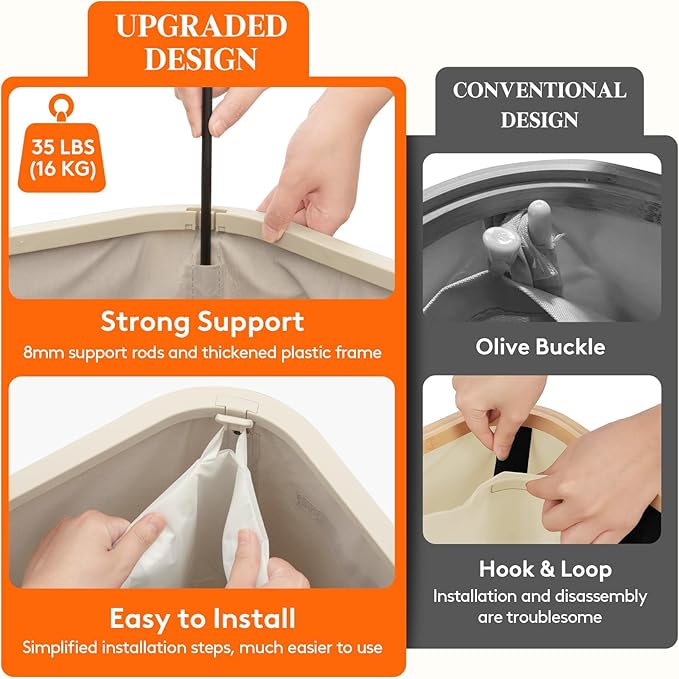Lifewit 85L Laundry Basket with Lid, Large Laundry Hamper with Plastic Handles and Removable Bag, Foldable Tall Dirty Clothes Hampers for Laundry for Laundry Room, Bedroom, Bathroom, Dorm, Beige