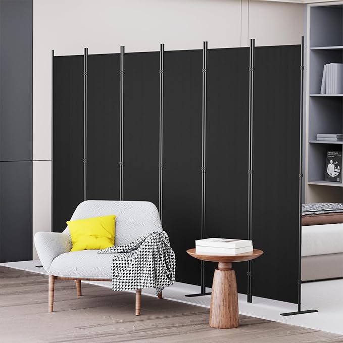 C-Hopetree 6 Panels Room Divider, 6 Ft Tall Indoor Folding Privacy Screen, Portable Partition Separator, Freestanding Separation Temporary Wall for Office, Bedroom, 120" W X 71" H, Black