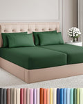 Split King 7 Piece Sheet Set - Cooling & Breathable - Hotel Luxury Bedding, Includes Fitted Sheets for Women, Men, Kids and Teens - 1 Flat, 2 Fitted Sheets, 4 Pillowcases with Deep Pockets - Emerald