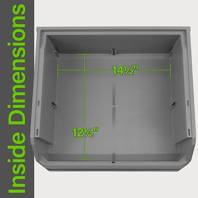 Plastic Containers for Organizing and Storage Bins for Closet, Kitchen, Office, Garage or Pantry Organization, Stackable Bins, Extra Large (14.8" x 16.5" x 7"), 4-Pack, White