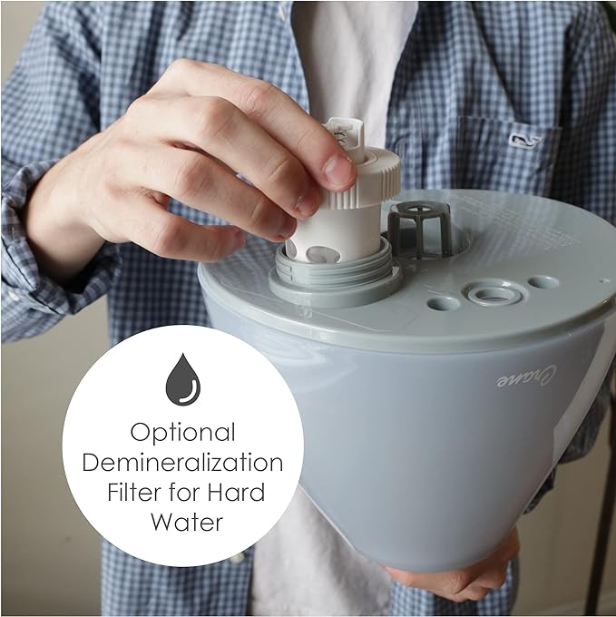 Crane Ultrasonic Teardrop Cool Mist Humidifier, Large 1 Gal Tank, Automatic Shut-Off, Baby Humidifiers for Nursery and Bedroom, Grey