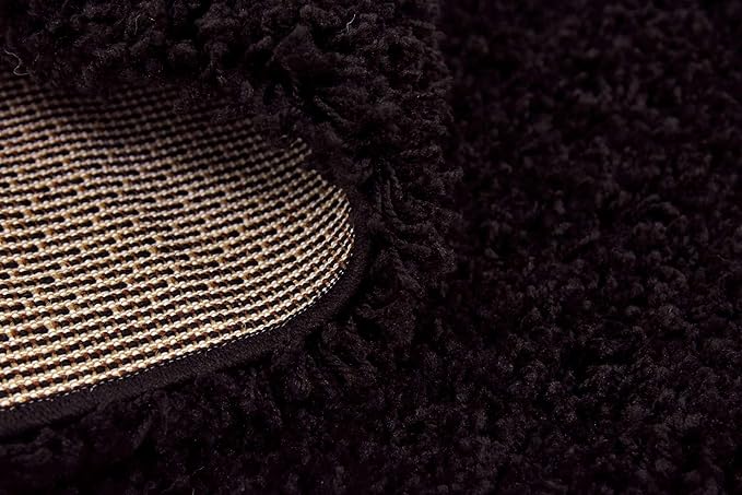 Unique Loom Solid Shag Collection Area Rug (8' Square, Jet Black)