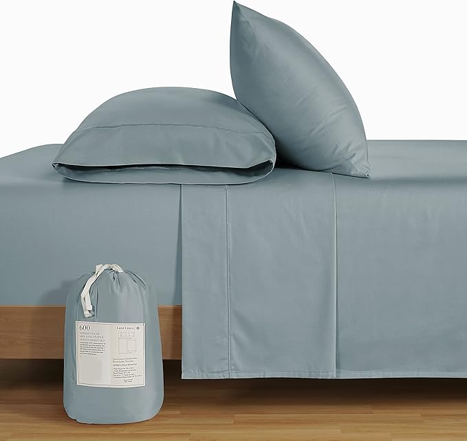 LANE LINEN 600 Thread Count 100% Cotton California King Sheet Sets, Fully Elasticized Reinforced Seams Fade Resistant Cal King Sheets, Ultra Soft & Comfy Sustainably Produced - French Blue