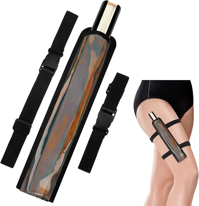 Summer Rave Fan Thigh Holster Rave Fan Holder Folding Hand Pouch Foldable Sleeves with Waist Belt for Thigh Party