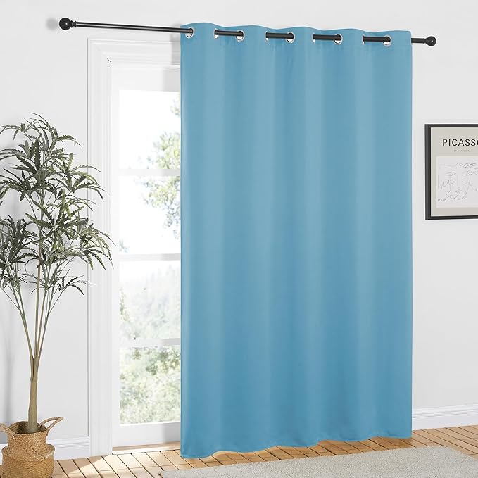 NICETOWN Teal Blue Blackout Curtains 84 inch Length, Grommet Top Room Darkening Drapes for Bedroom Living Room, Light Blocking Window Covering for Privacy (W66 x L84 Inch, 1 Panel)