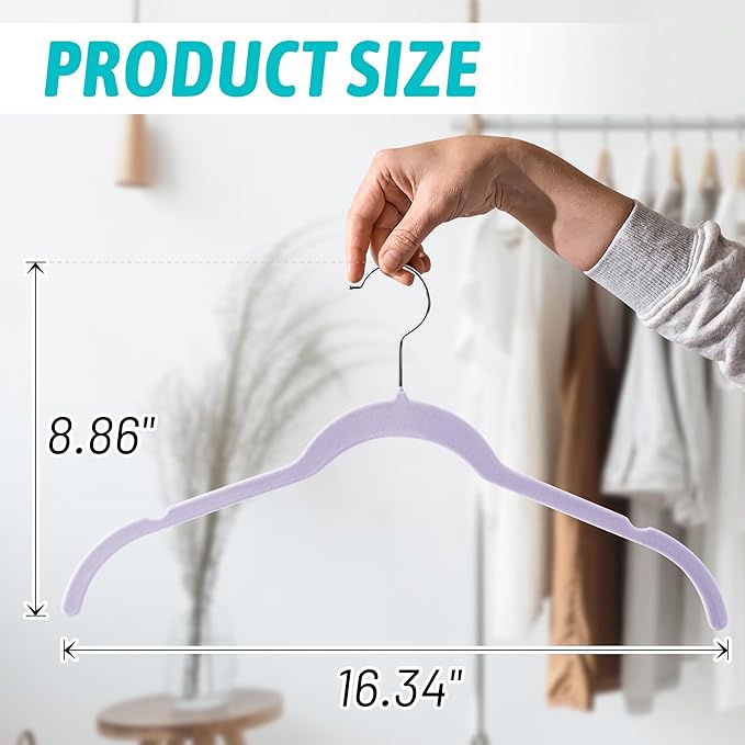 30 Pack Velvet Hangers - Non Slip Slim Hangers for Closet Organization, Space Saving Clothes Hangers with Notches for Dresses, Shirts(Purple)