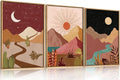 LHIUEM Large Boho Southwest Mountain Framed Canvas Wall Art,Abstract Desert Colorful Wall Decor,Nature Moon and Sun Wall Painting,Bohemian Artwork for Living Room,Bedroom,Dining Room,Office -24"x36"x3