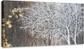 RICHSPACE ARTS Brown Wall Art Hand Painted with Gold Foil Large Tree Painting Modern Landscape Decor Rustic Artwork for Bedroom Living Room