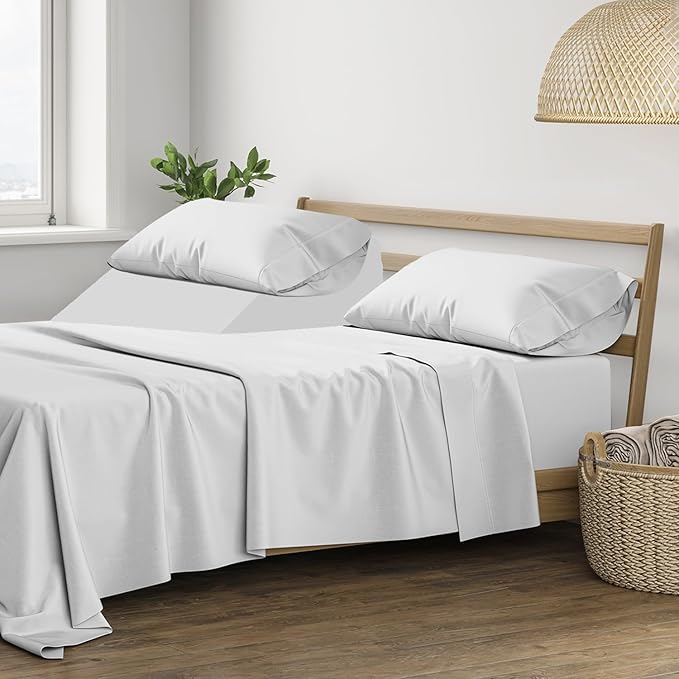 THREAD SPREAD 100% Cotton Split King Sheets for Adjustable Bed - 400 Thread Count 5 PC Sateen Split Sheet Set, Soft, Cooling Cotton Sheets, 16" Deep Pocket Split King Bed Sheet (Silver Grey)