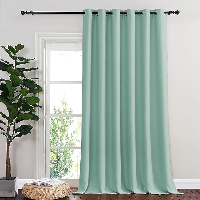 NICETOWN Room Divider Curtain 132 Inches Long, Wide Blackout Sliding Door Curtain for Bedroom, Room Darkening Privacy Window Curtain for Patio Door (1 Panel Set, Aqua Blue, 80 x 132 Inch)