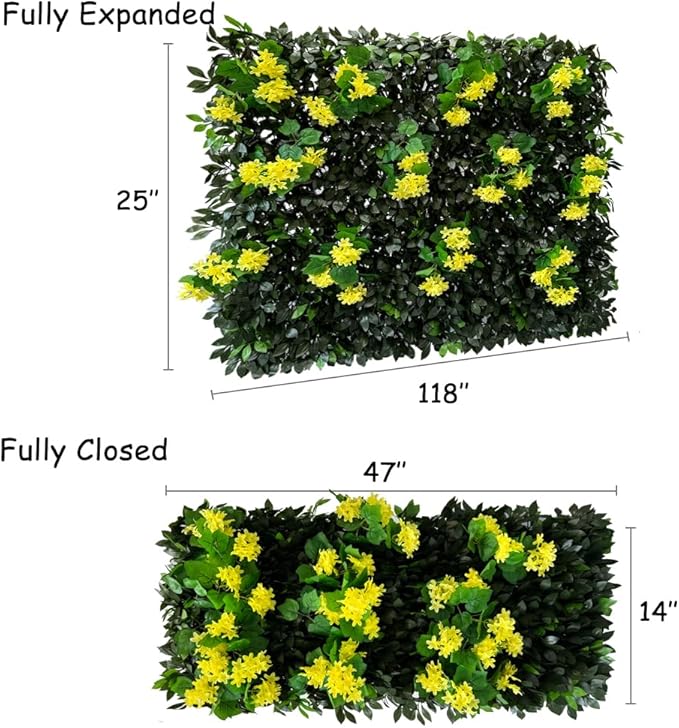 GLANT Expandable Fence Privacy Screen for Balcony Patio Outdoor,Decorative Faux Ivy Fencing Panel,Artificial Hedges (Single Sided Leaves) (2, Branches -Yellow Muxiang)