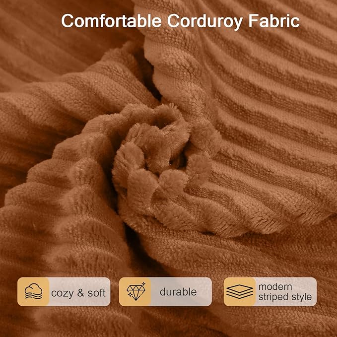 MeMoreCool Stuffed Pouf Ottoman Foot Rest Square, Corduroy Floor Pouf Foot Stool with Foam Chunk Filling, Soft Stuffed Ottoman Footrest for Living Room, Coffee