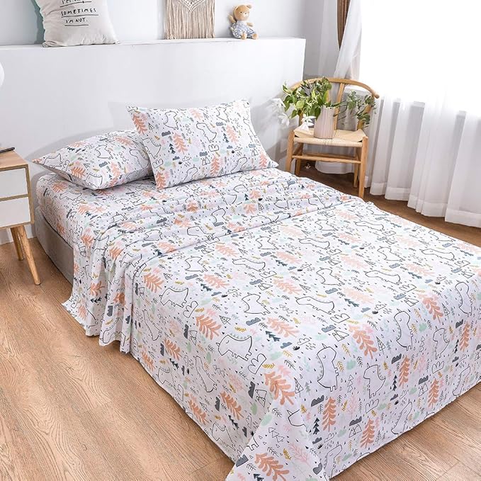 JSD Unicorn Tree Kids Sheet Set Twin Size, 3 Piece Printed Microfiber Bed Sheets Deep Pocket