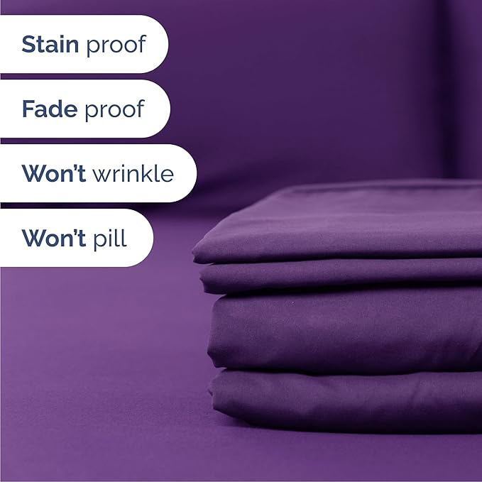 Cal King 6 Piece Sheet Set - Cooling, Comfy & Breathable - Hotel Luxury Bedding, Includes Fitted Sheet for Women, Men, Kids & Teens - 1 Flat, 1 Fitted Sheet, 4 Pillowcases with Deep Pockets - Purple