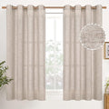 YoungsTex Natural Linen Curtains 45 Inch Length for Short Window Linen Textured Curtains with Bronze Grommet Light Filtering Drapes for Kitchen Small Window, 2 Panels, 52 X 45 Inch