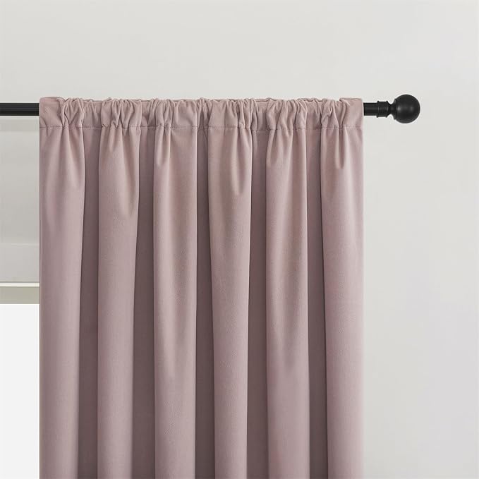 Joydeco Customized Curtains, 100% Blackout Curtains for Bedroom and Living Room, Heavy Duty Luxury Thermal Insulated Rose Pink Velvet Curtains Rod Pocket & Back Tab 1 Panel, Custom Size