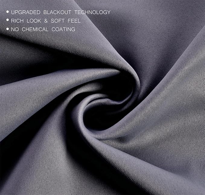 MIUCO 1 Pair Thermal Insulated Grommet 52-Inch-by-84-Inch Blackout Window Curtain Panels with 2 Tie Backs, Dark Grey
