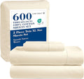 LANE LINEN 600 Thread Count Twin XL Sheets Set - 100% Cotton Bed Sheets Set Twin XL Size - Fully Elasticized Machine wash Sheets Set Twin XL Size, Deep Pocket Bedding Sheets & Pillowcases Set - Ivory