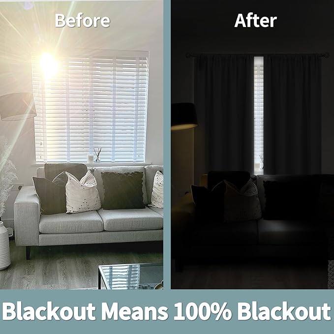 BGment 100% Blackout Curtains for Bedroom 84 Inch Length 2 Panels, Thermal Insulated Room Darkening Curtains Rod Pocket Soundproof Bedroom Living Room Window Curtains, Dove Grey, Each 52 Inch Wide