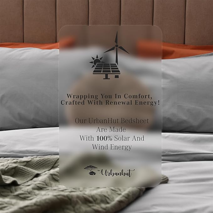 URBANHUT 800 Thread Count 100% Cotton Damask King Size Sheets, 4 Piece Striped King Size Bedsheets, Luxury Hotel Sheets Sateen Weave - Better Than Egyptian, 16" Elasticized Deep Pocket- Silver Grey