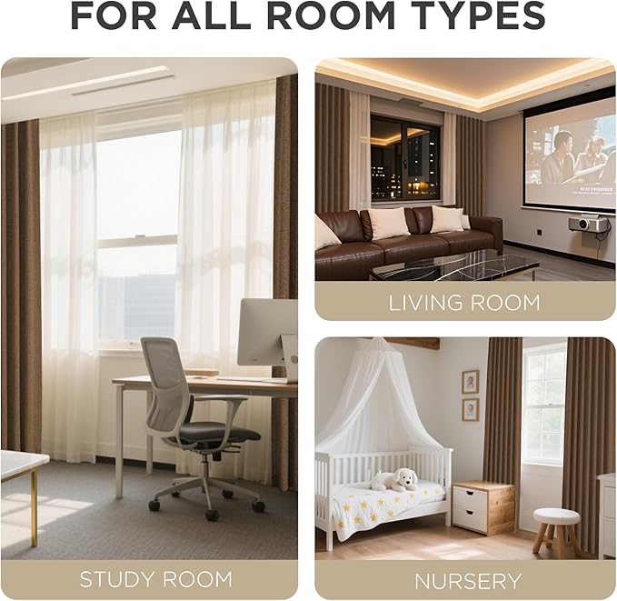 Joydeco Linen Blackout Curtains for Bedroom - 100% Light Blocking 1 Panels, Cappuccino Drapes 100" W x 84" L, Thermal Insulated Room Darkening Curtains for Living Room, Rod Pocket & Back Tabs