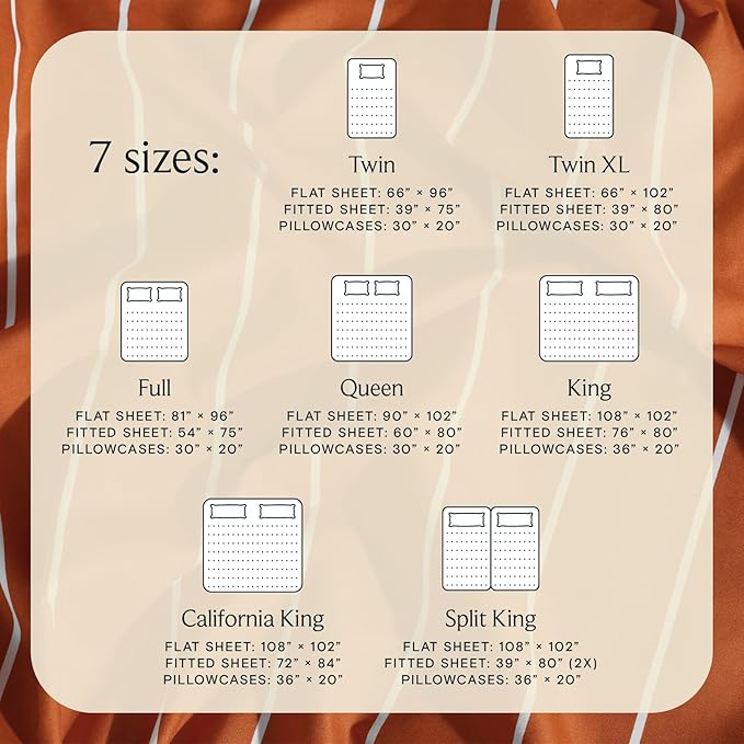 LuxClub 4 PC Sheet Set Bed Sheets Deep Pockets 16" Wrinkle Free Cooling Machine Washable Hotel Bedding Silky Soft - Striped-Autumn Orange King