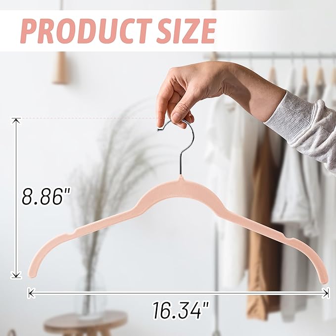 Premium Velvet Shirt Hangers 30 Pack, Non-Slip 360° Swivel Hook Space-Saving Felt Hanger, Slim Flocked Hangers for Blouses, Strappy Dresses, Tank Tops(Pink)