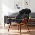 Super Area Rugs Black Sheepskin Rug Genuine Single 2x3ft Pelt Fluffy Fur Seat Cushion and Chair Cover