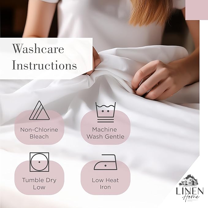 Linen Home 100% Cotton Printed Percale Sheets King Size, Deep Pocket, 4 Pieces Set - 1 Flat, 1 Deep Pocket Fitted Sheet and 2 Pillowcases, Crisp Cool and Strong Bed Linen, Mauve Silhouette Floral