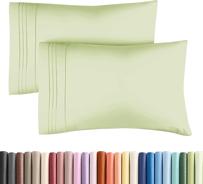 Queen Pillow Cases Set of 2 - Ultra Soft Hotel Quality Pillowcase Covers - Comfy, Cozy & Wrinkle Free - Shrinkage & Fade Resistant - Machine Washable Pillow Protectors - 2 Piece Set - Light Sage Green