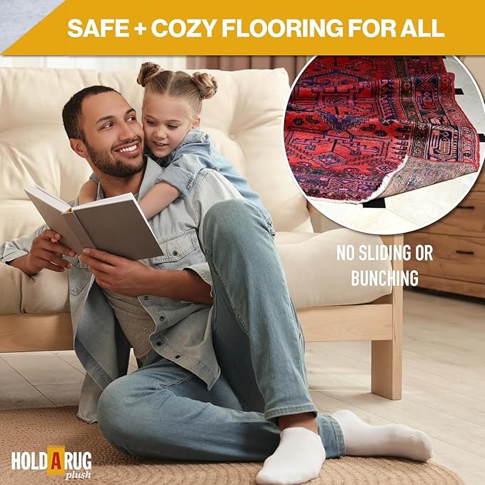Hold-a-Rug Plush 8'6" x 11'6" Nonskid, Nonslip Rug Pad, Reversible Gripper, ¼ Thick, Safe for All Floors and Carpet, Keep Area Rugs Secure