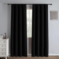 Black 100% Blackout Curtains 84 Inch Length 2 Panels Set, Black Out Curtains for Bedroom 84 Inch Long, Rod Pocket Energy Saving Room Darkening Drapes for Living Room Dining Room Window(W52 x L84)