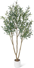 Olive Tree 5FT Fake Tree Faux Plants Indoor with Pot Artificial Tree Nearly Natural Olive Branches and Fruits for Living Room Home Office Decorations