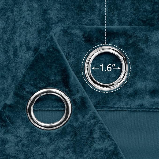 SMILETIME Tranquil Blue Crushed Velvet Curtains 52x96 inch Luxurious Thermal Insulated Soundproof Drapes for Living Room Bedroom Office Soft and Durable Light-Filtering Window Treatments, 2 Panels